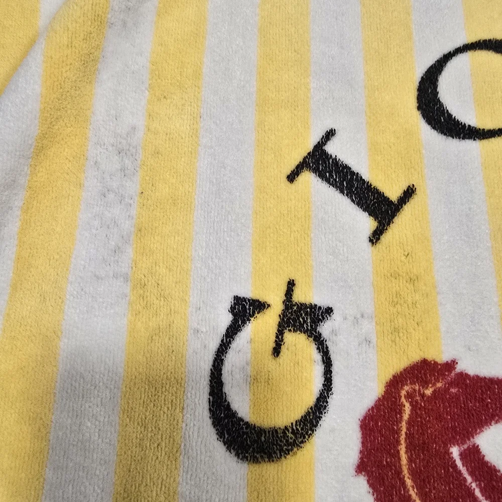 Vintage 80's Giorgio Beverly Hills Yellow Striped Beach Towel